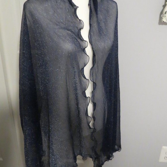 Sassy Sheer Navy INC International Concepts Evening Wrap with Shimmery Threads - Picture 1 of 2